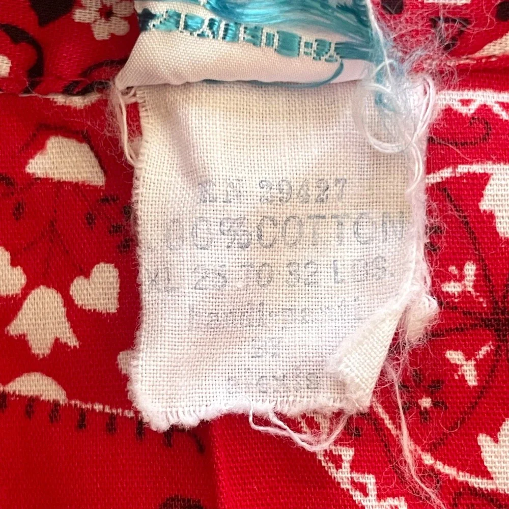 Vintage 60s Red Bandana Western Shirt Chambray Diaper Cover Set 2PC Americana
